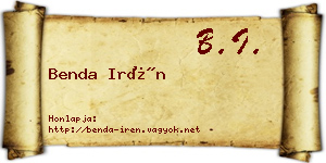 Benda Irén névjegykártya