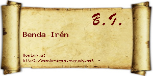 Benda Irén névjegykártya